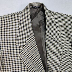 Vtg ALFANI Crotts Sport Coat Mens 38R Gun Check Wool & Silk Jacket Green Blue